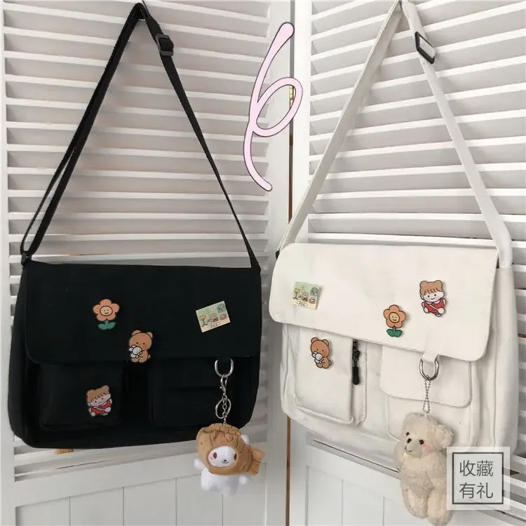femmes simple sac de messager sacoche décontractée dames sacs à main sac à bandoulière pochette filles doux imprimé toile croix sacs d'école sacs à main