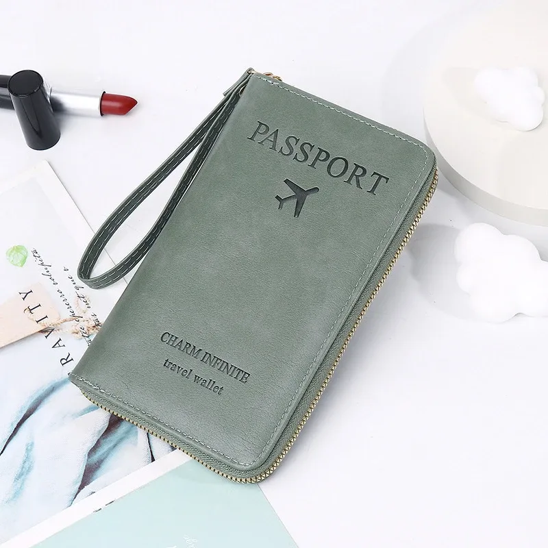 porte-passeport multifonction unisexe pour hommes et femmes, fermeture éclair, étui portefeuille en cuir pu, protection pour billets, accessoires de voyage