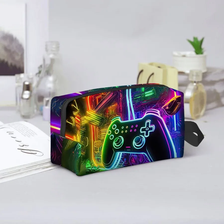 sac à cosmétiques à motif gamepad pour garçons et filles, meilleurs cadeaux, sacs de rangement plats 2d à motif de dessin animé pour enfants