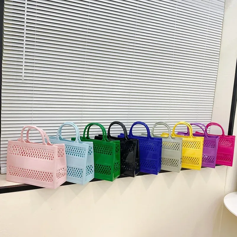 2025 nouveau grand Sac de plage en caoutchouc PVC imperméable plage voyage pique-nique panier de rangement femmes Shopping sacs à main Sac gelée Sac fourre-tout Ins
