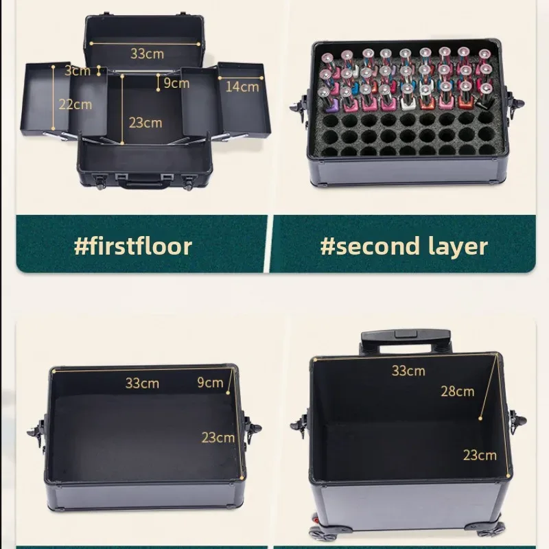 valise de maquillage professionnelle multicouche à combinaison libre, grande capacité, portable, pour cosmétiques, ongles, tatouages, beauté et voyage