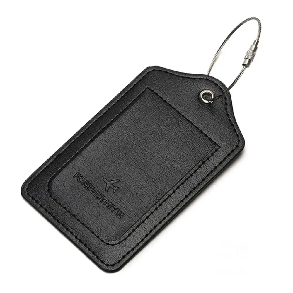 étiquettes de bagage en cuir avec boucle de câble métallique anti-perte, couverture de protection de la vie privée, étiquette de bagage polyvalente, passe d'embarquement étanche