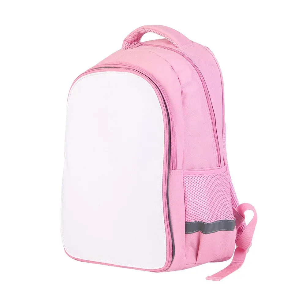 sac à dos d'étudiant noir vierge pour sublimation, double couche, avec bande de protection fluorescente pour impression par transfert thermique