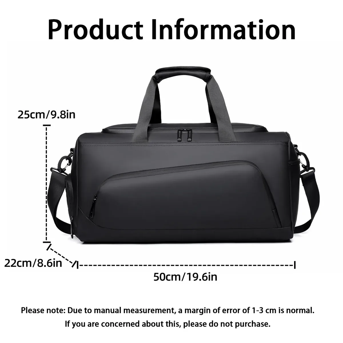 sac de sport, sac à main de grande capacité, sac de voyage portable, multi-compartiments avec rangement pour chaussures, parfait pour les vacances