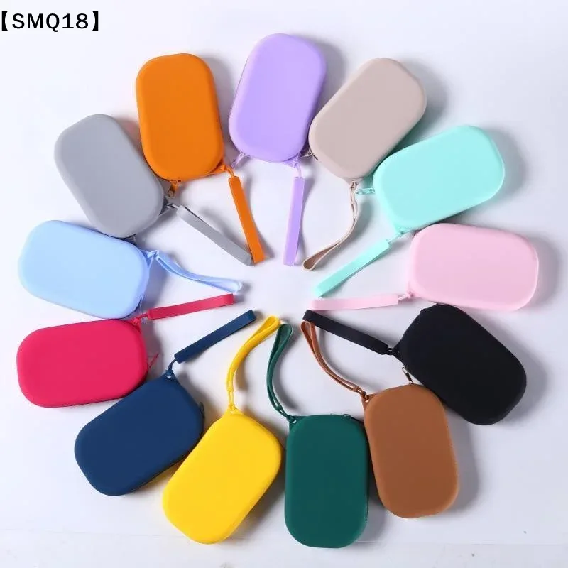 sac à fermeture éclair en silicone lisse pour écouteurs, portefeuille, organisateur de cosmétiques, porte-monnaie pour femmes et filles【smq】