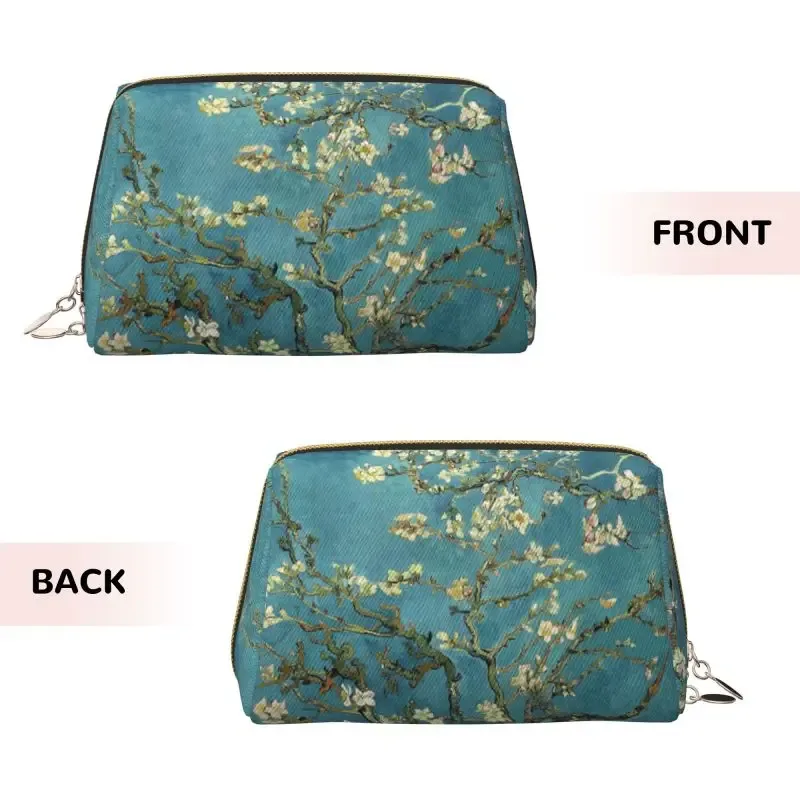 vincent van gogh fleur d'amande grand sac de maquillage de voyage sacs à cosmétiques en cuir sac de rangement pour femmes pochette de toilette étanche
