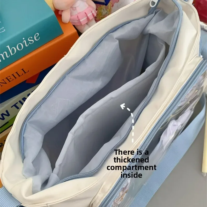 sac à bandoulière transparent simple pour filles, sac à bandoulière d'école de grande capacité, texture confortable et polyvalente, sac ita