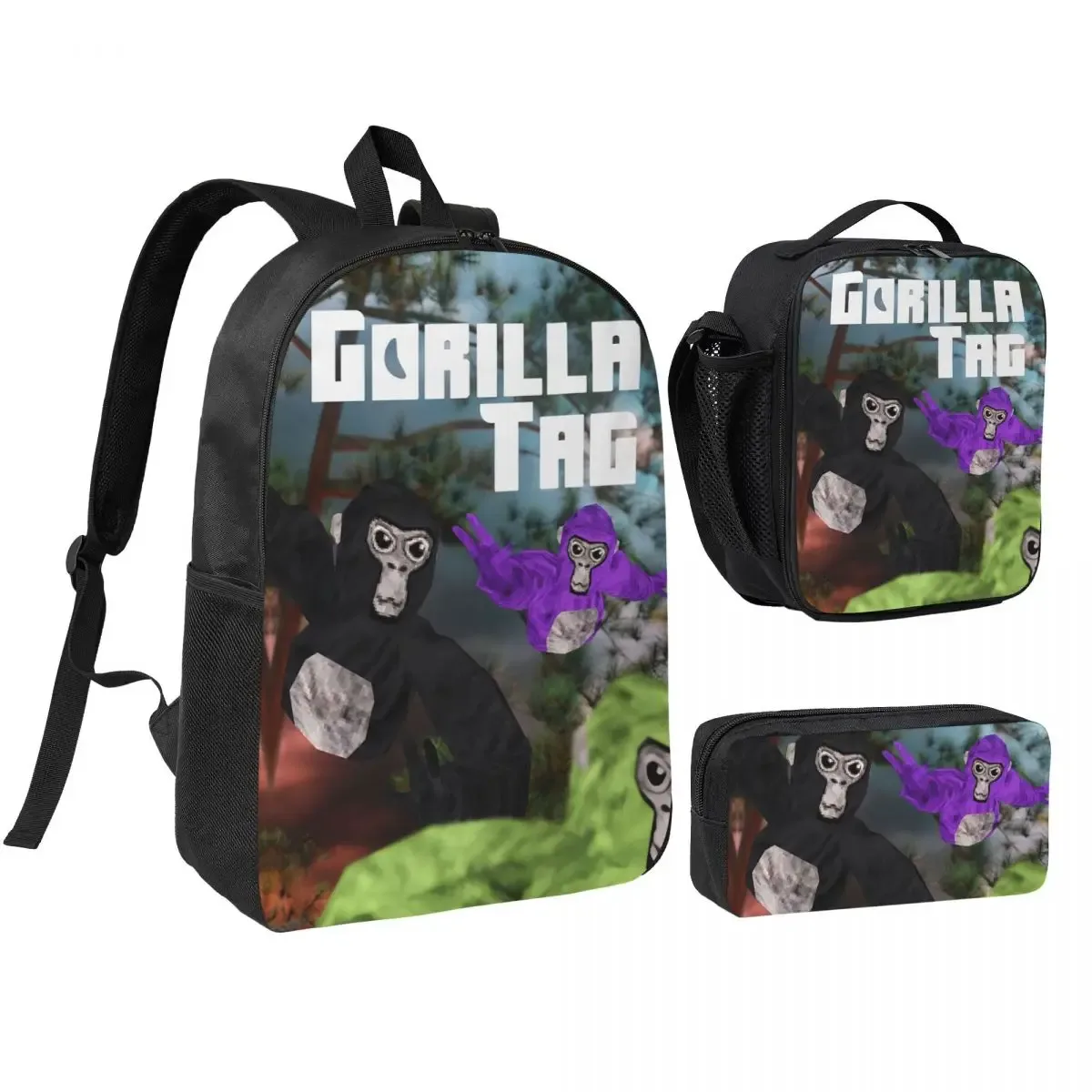 sac dos polyester motifs colorés pochette noire sac lunch lumineux transport jour usage voyage