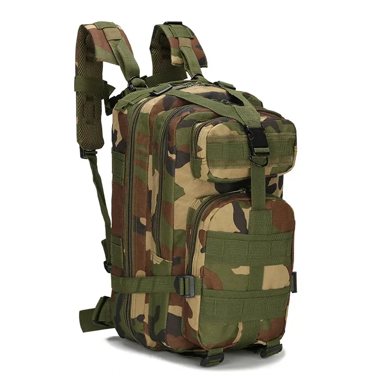 sac dos nylon camouflage vert beige marron compact 20 35 litres ventilation ceinture coussin air poche intérieure fendue poignée souple extérieure bandes ajustables