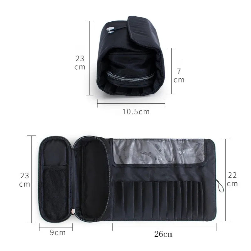 trousse de maquillage imperméable en nylon pour femme, sac à pinceaux cosmétiques, trousse de voyage, outils de pinceaux, sacs à roulettes