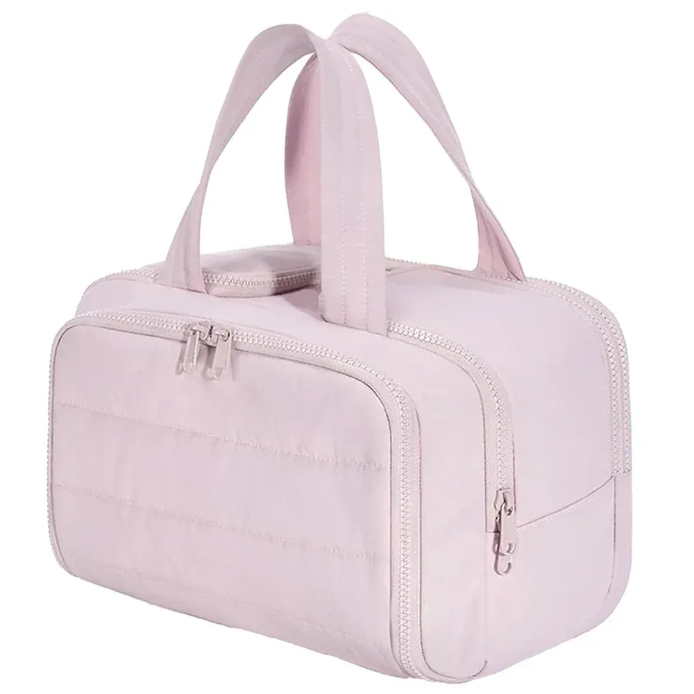 nouvelle trousse de maquillage de grande capacité, trousse de toilette portable, trousse à cosmétiques moelleuse à large ouverture, organisateur de voyage avec compartiments.