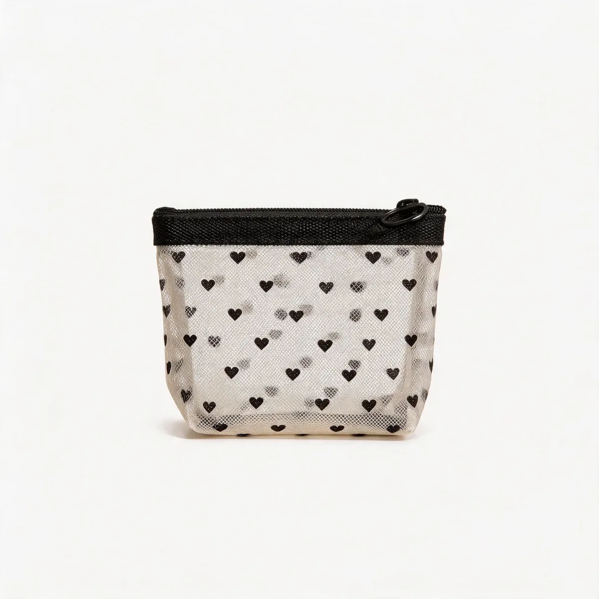 pochette de maquillage en forme de cœur, sac cosmétique en maille transparente, pochette de rangement multifonction portable, trousse de toilette de voyage, sacs à rouge à lèvres à fermeture éclair