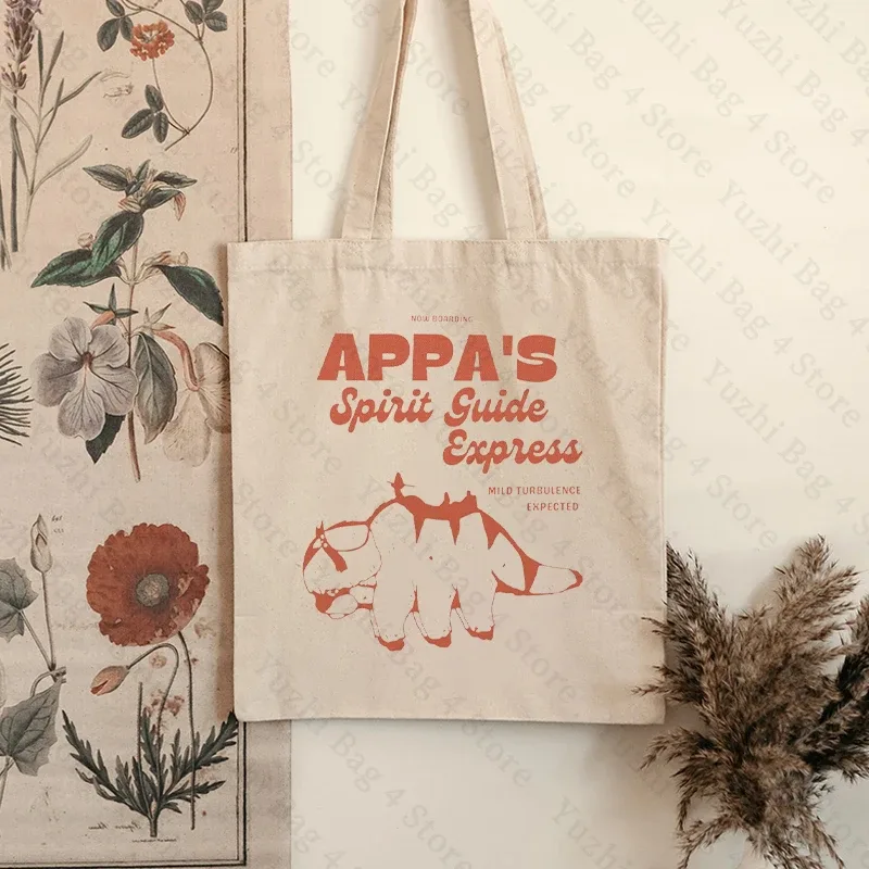 sac fourre-tout en toile vintage à motif appa, sacs animés, sac à provisions de grande capacité, cadeau d'anniversaire pour petit ami fille, initié kawaii