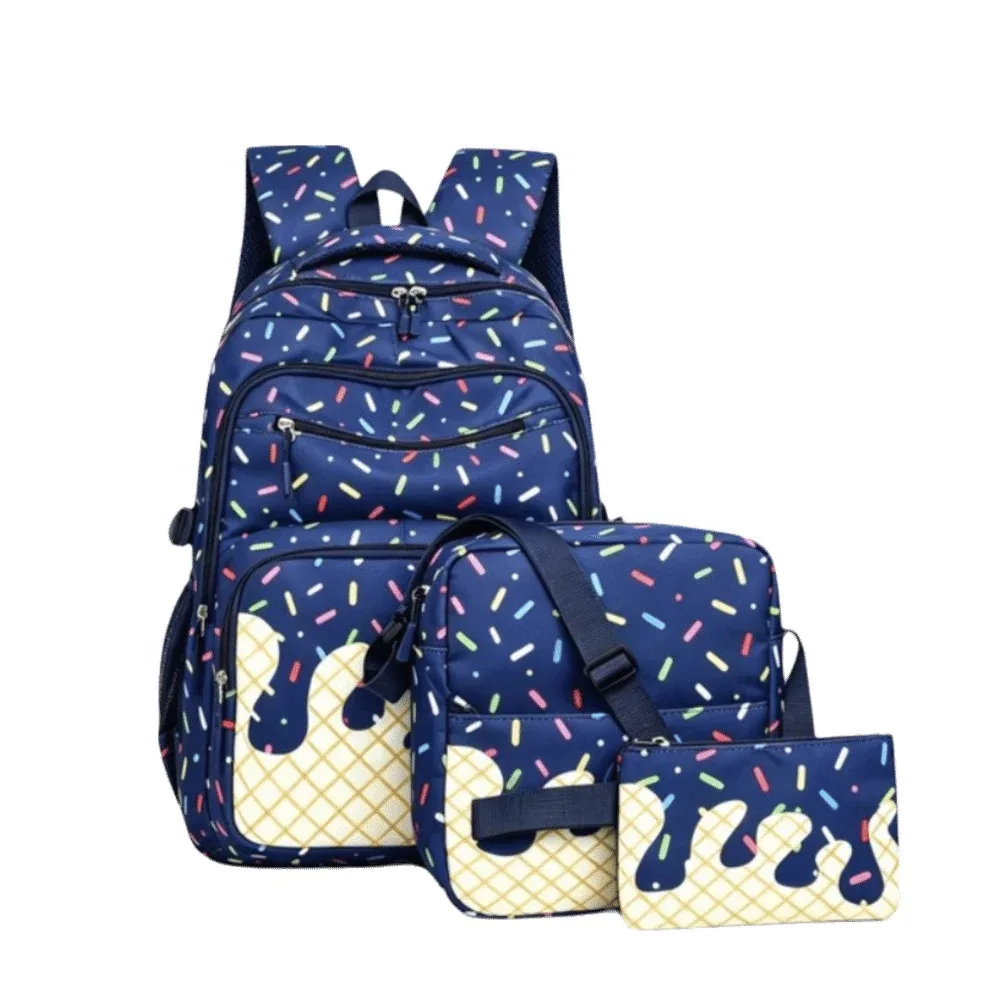 sac dos tissu oxford imprimé crème glacée bleu rose polyester femmes etudiants rangement voyages sorties