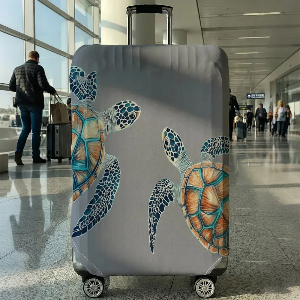 housse de protection pour bagages motif double tortue des profondeurs, convient aux bagages de 18 à 32 pouces, avec protège-poignées, accessoire de voyage