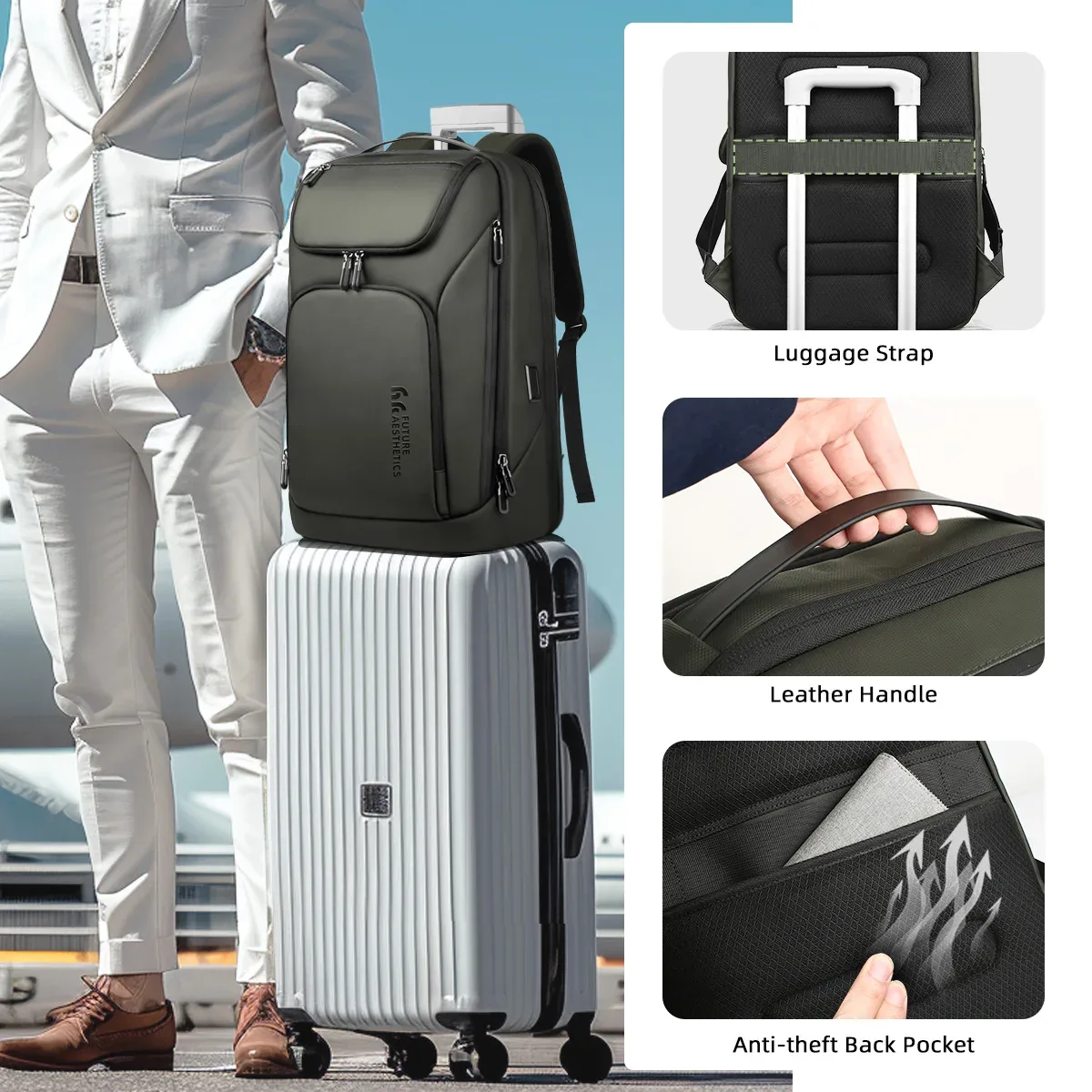 heroic knight-sac à dos étanche pour ordinateur portable d'affaires, grande capacité, multi-usage, travail, sac lancé au bureau, port usb pour touristes, 17.3 pouces