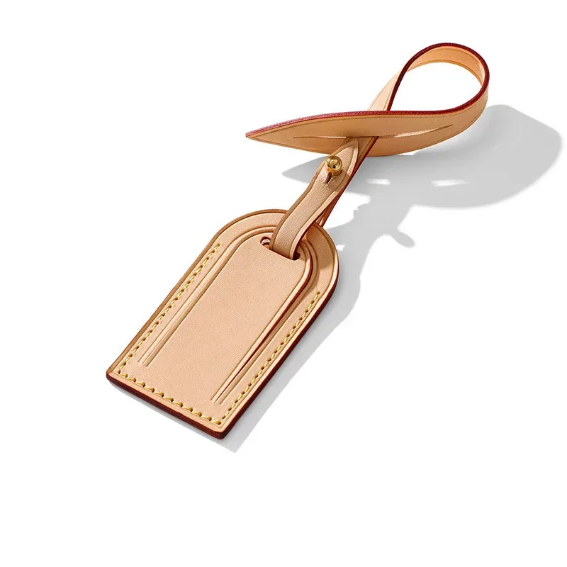 étiquette bagage cuir suspension initiales personnalisation or coutures dorées voyage beige marron rose variante taille