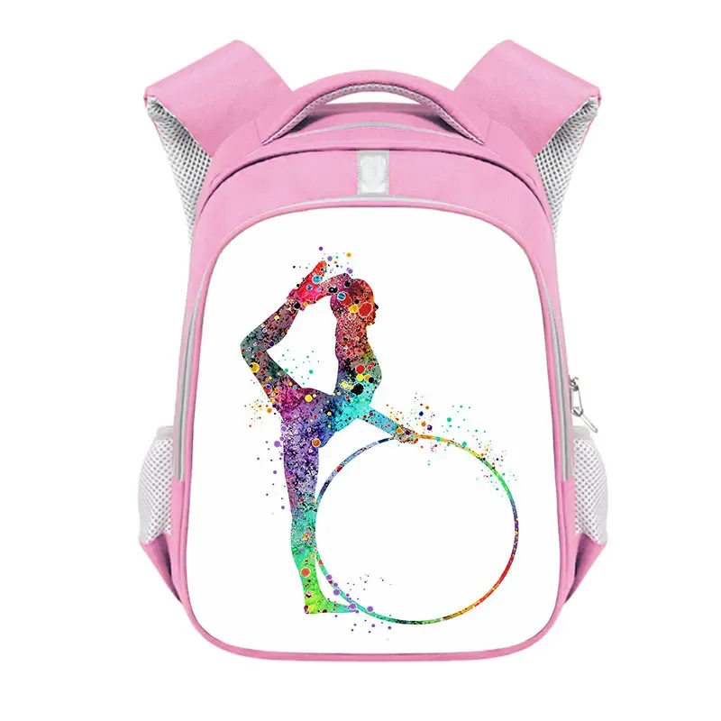 sac à dos imprimé de gymnastique rythmique pour filles, sac d'école de 13 à 16 pouces, sac de rangement de voyage de grande capacité, sac à dos d'athlète de danse