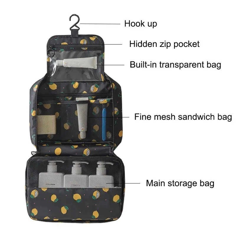 nouveaux sacs de maquillage portables essentiels de voyage, sac de rangement de grande capacité pouvant être lavé, sac de lavage, étui à cosmétiques oxford étanche