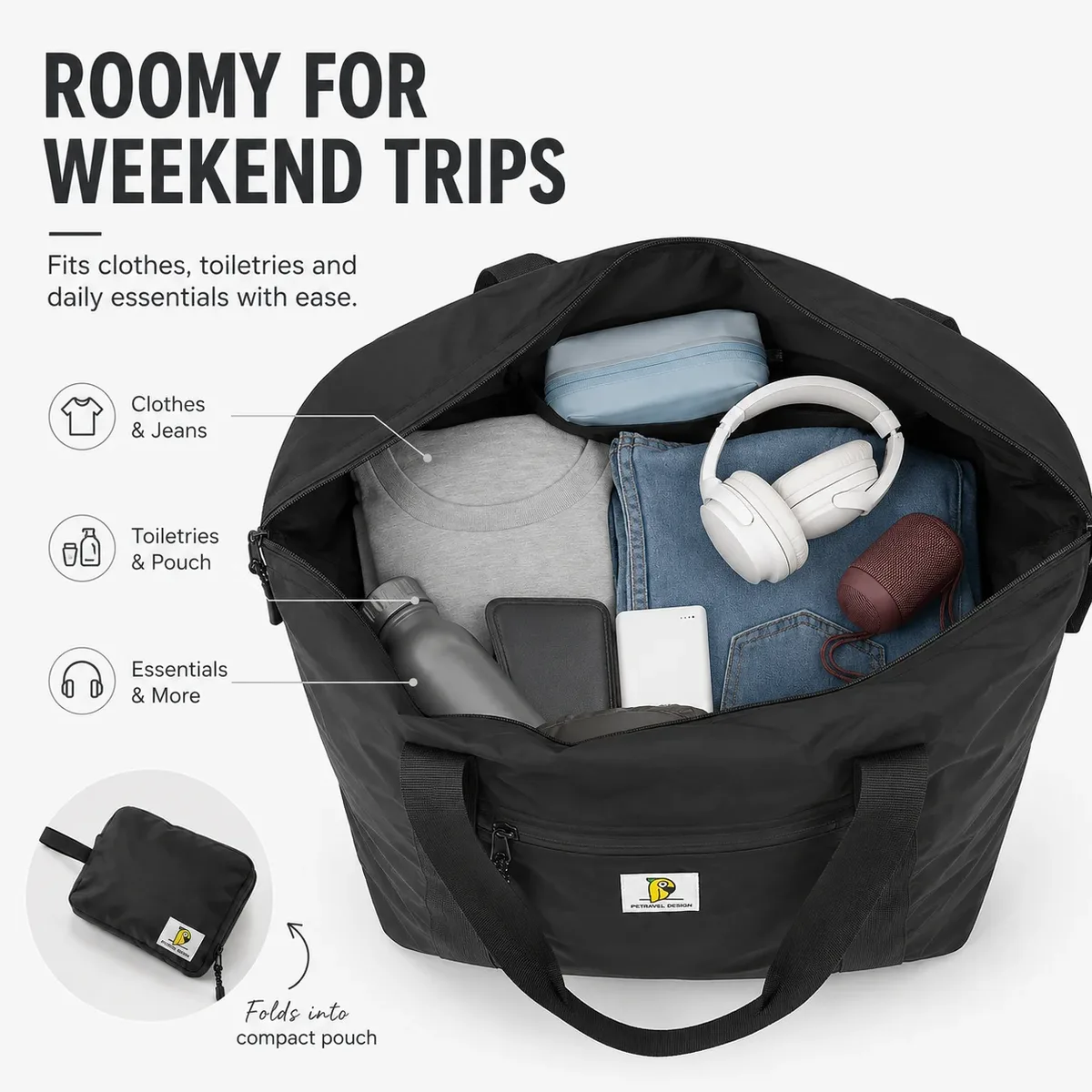 sac de voyage pliable grande capacité, imperméable et léger, sac à main, sac de sport, sac de week-end, sac à bandoulière pour hommes