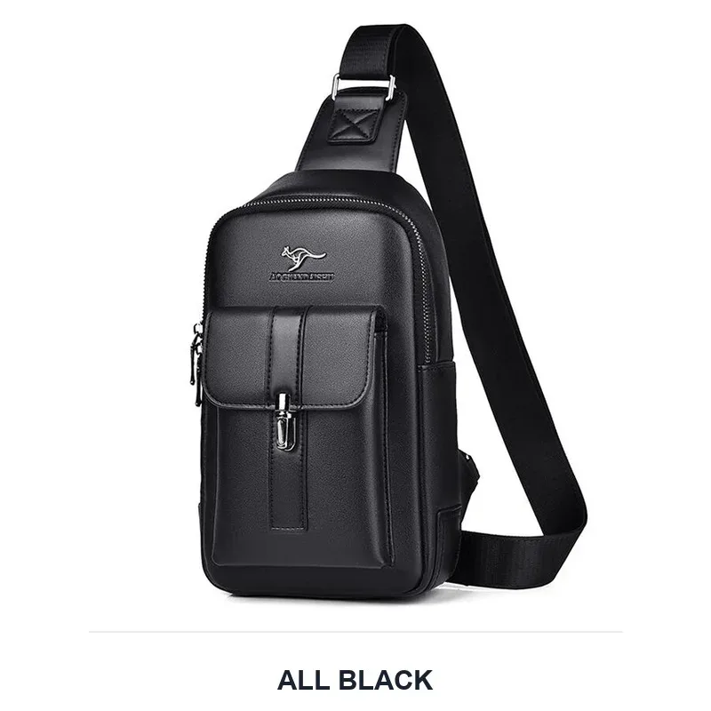 sac de poitrine en cuir pour homme, sac bandoulière décontracté, sac messager pour voyage d'affaires, noir, marron
