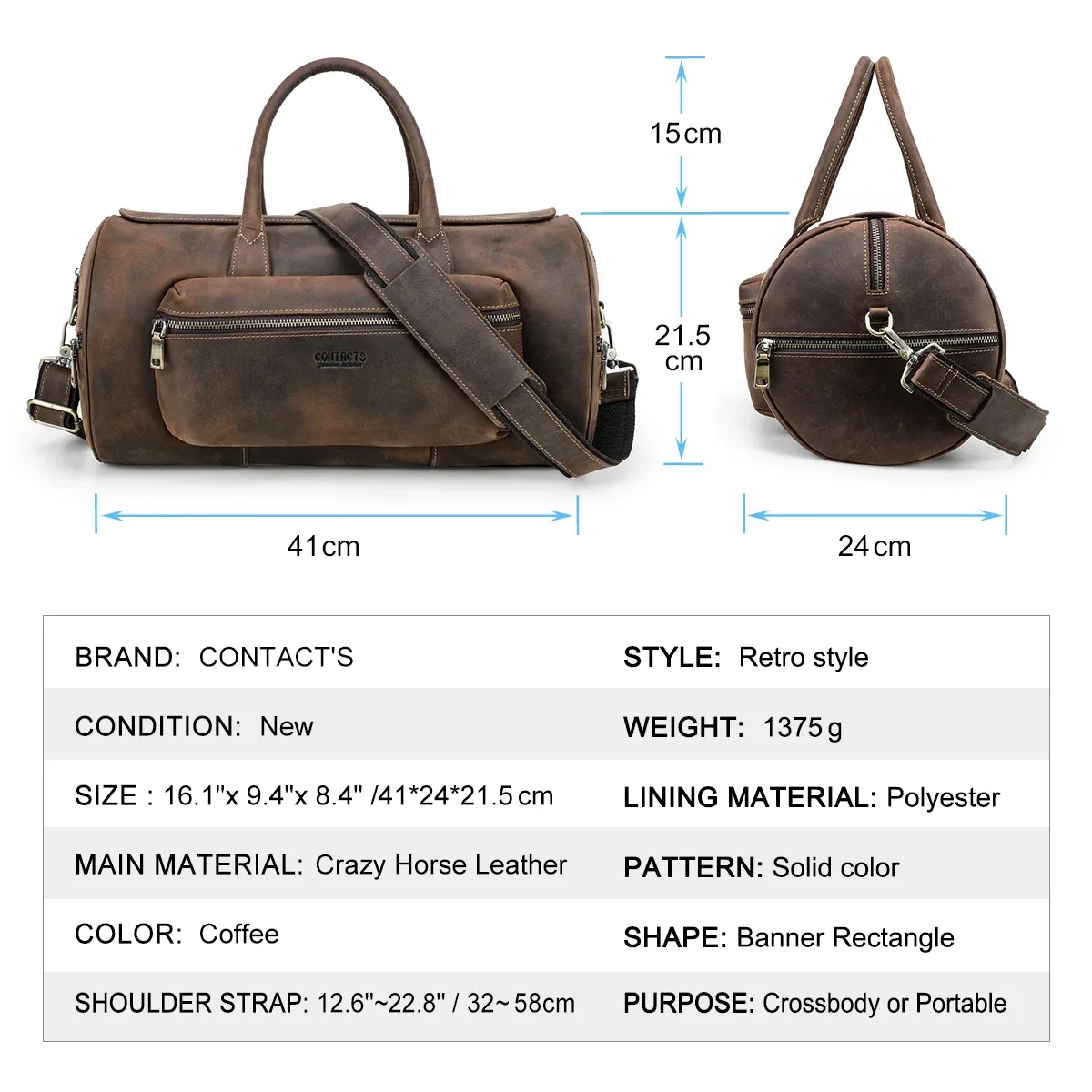 sac dos cuir vache crazy horse marron bandoulière amovible poignée supérieure zip doré forme ovale polyvalent homme