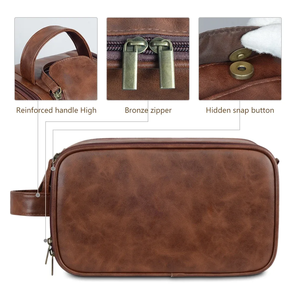 trousse de toilette portable en cuir pour hommes et femmes, logo personnalisé, kit dopp de voyage, trousse de maquillage d'hygiène suspendue pour hommes et femmes