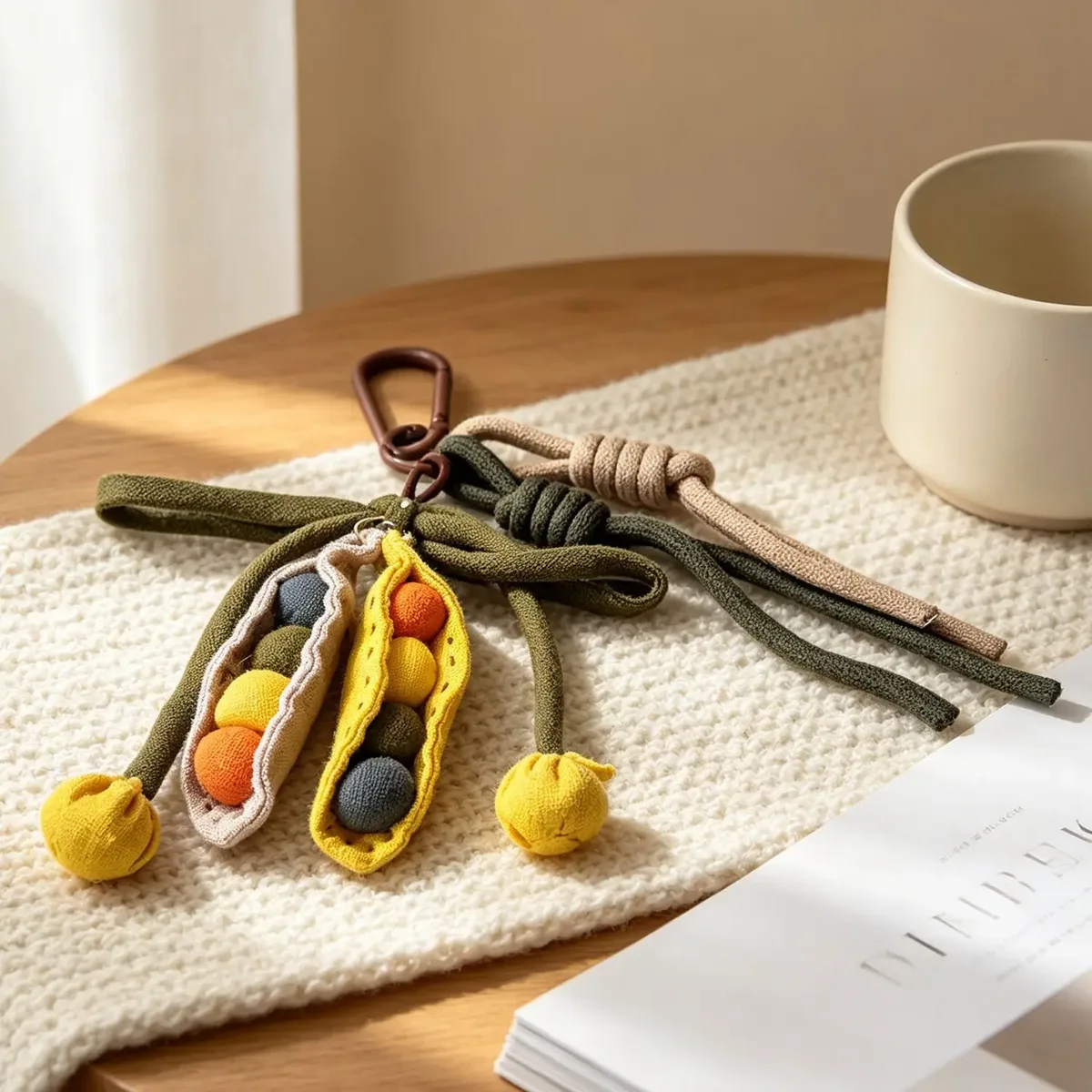 mignon porte-clés floral en tissu rembourré avec sangles en corde pour sacs à main, sacs fourre-tout, sacs à dos et décoration de sacs de tous les jours.