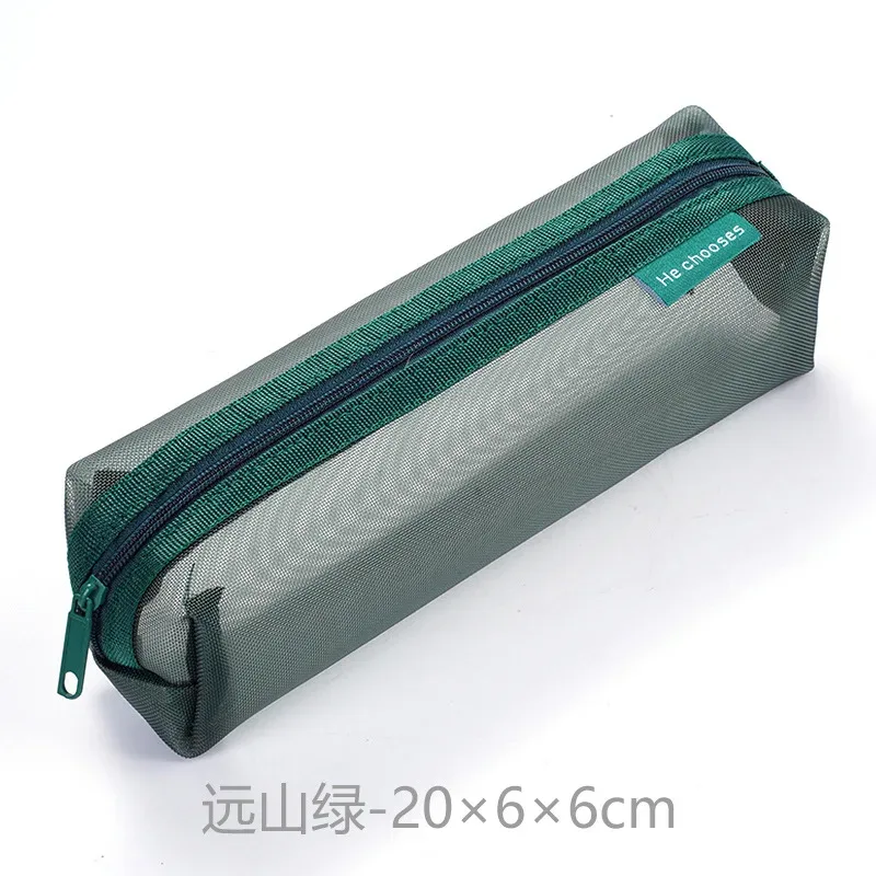 sac à cosmétiques en maille de nylon transparent simple, sac de papeterie pour étudiants, trousse à crayons, sac de rangement portable de grande capacité, pochette de maquillage