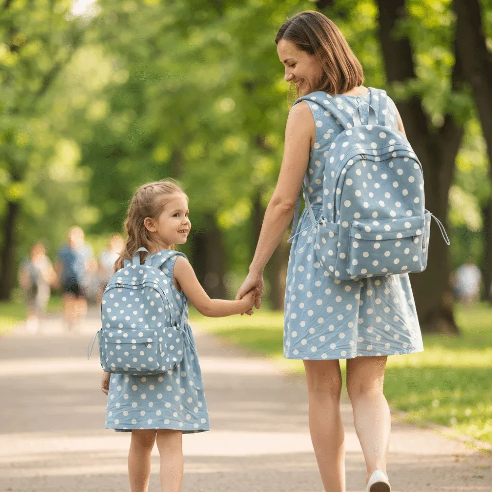 sac à dos scolaire tendance à motif à pois, grande capacité, sac de voyage décontracté à motif étoilé, nouveau sac minimaliste pour ordinateur portable, idéal pour les trajets quotidiens.