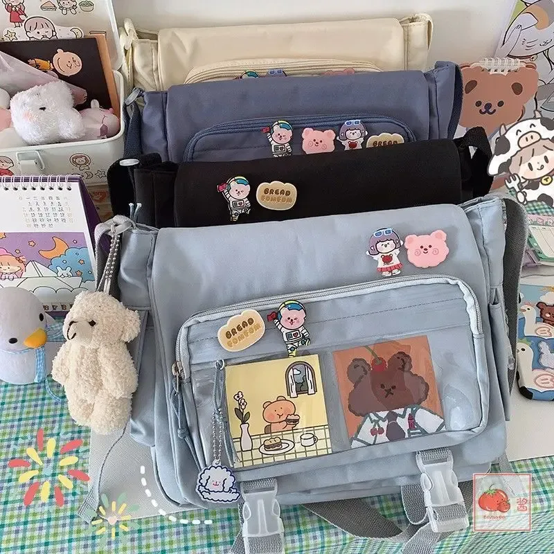 sac messager de style coréen pour femmes, sac à dos d'université de grande capacité, épaule polyvalente pour étudiants, fourre-tout de facteur d'école