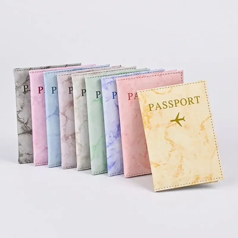 Couverture de passeport en cuir Pu, Style marbre, sacs à Clip, portefeuille de voyage, porte-passeport, livre, porte-documents, voyage à l'étranger, hommes et femmes