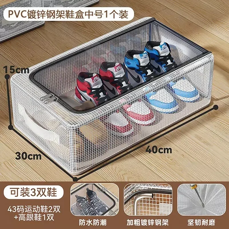 boîte de rangement pliable anti-poussière pour chaussures, transparente, gain de place, support à bottes pour sous le lit, organisateur de placard, design moderne et minimaliste