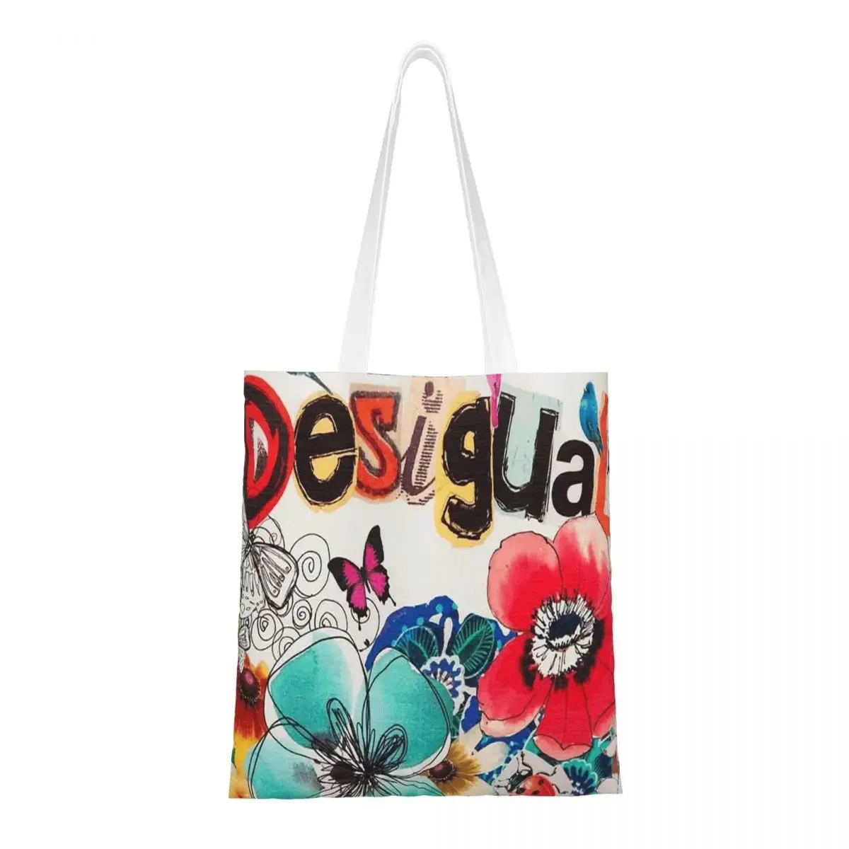 desigual sacs à provisions personnalisés dames toile le sac fourre-tout réutilisable femmes épaule fourre-tout voyage sac à main