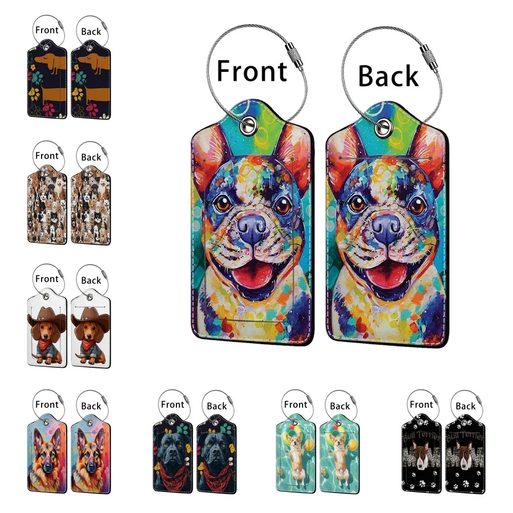 offre spéciale mignon chien en cuir affaires étiquette de bagage valise adresse étiquette bagages embarquement étui étiquette nom id adresse clip