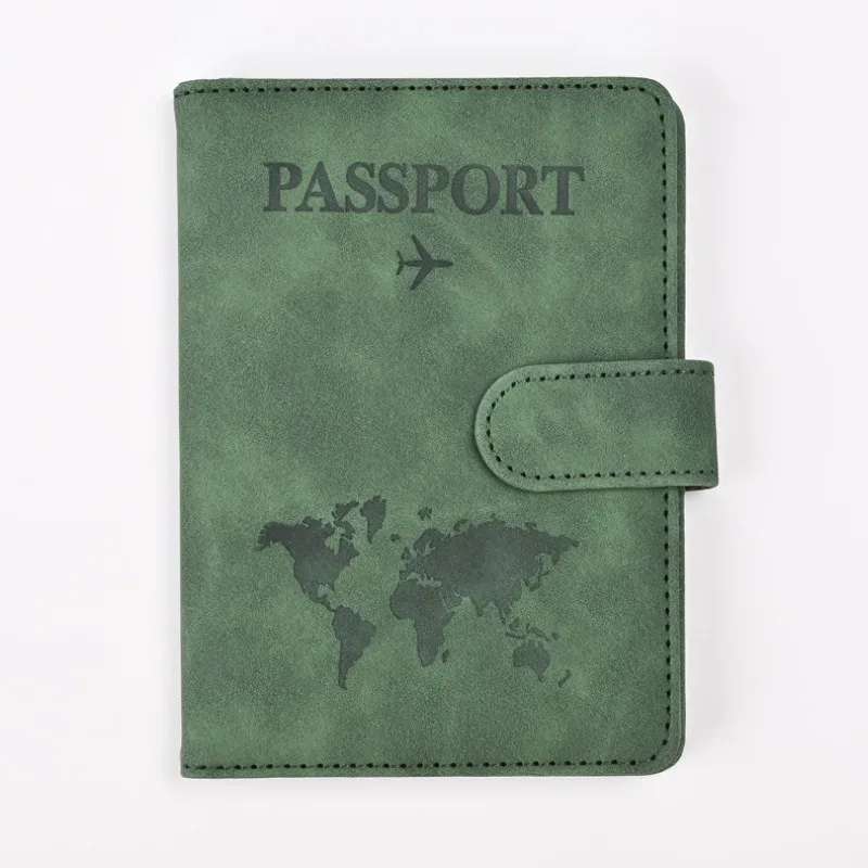 porte-passeport personnalisable anti-rfid – cuir synthétique élégant avec motif carte, portefeuille de voyage multifonctionnel