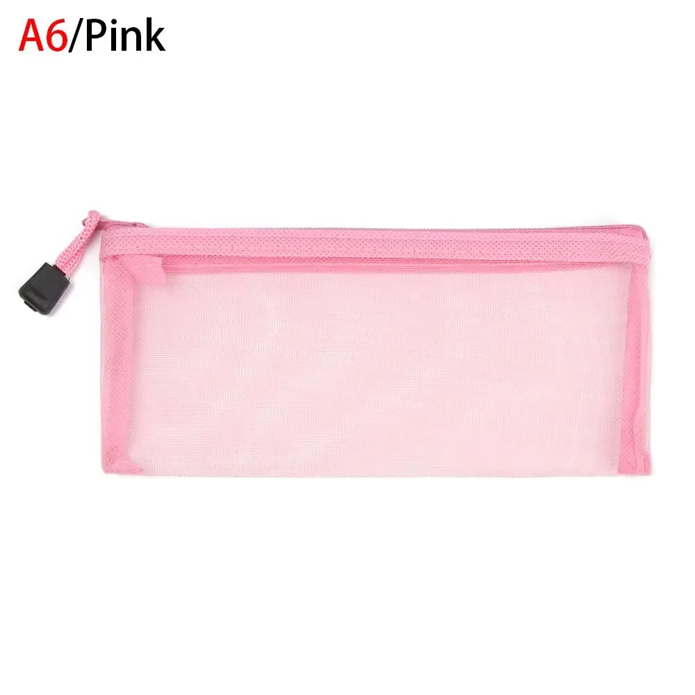 1 pièce trousse de rangement en nylon couleur unie, transparente à grille, avec fermeture éclair, pour papeterie, maquillage, monnaie, cosmétiques et stylos