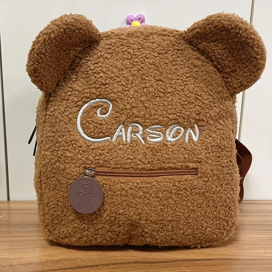 sac à dos en peluche ours mignon pour enfants-nom brodé personnalisé, sac à bandoulière extérieur automne hiver, cadeau pour enfants, s