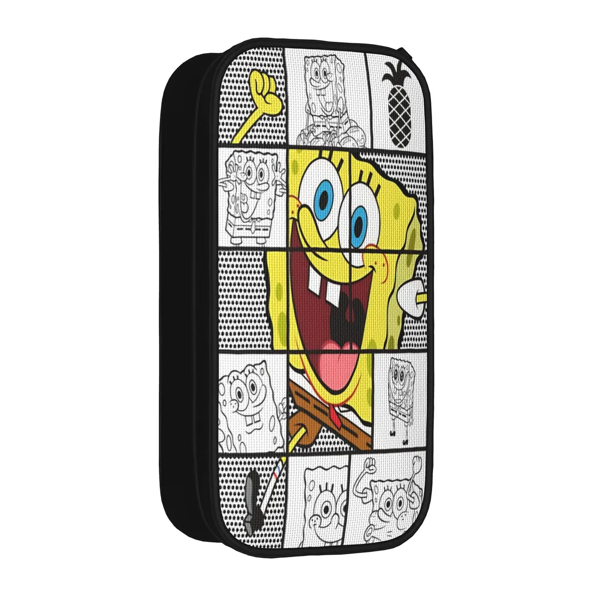 trousse à crayons s-spongebobs avec portraits de visages multiples, pochette en toile, grande capacité, pour garçons et filles, fournitures scolaires