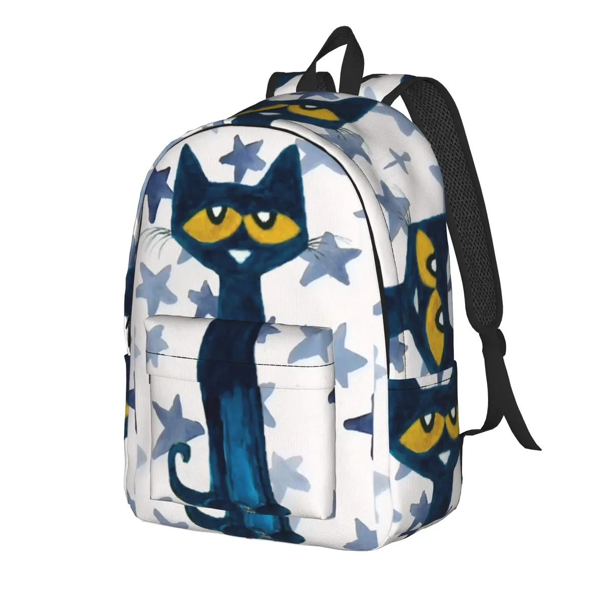 sac à dos cartoon cat pete the cat pour hommes et femmes, sac à bandoulière tendance pour le lycée, le travail, le collège, durable