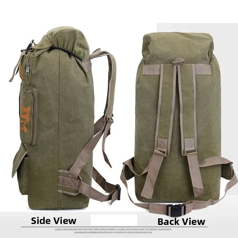 sac à dos en toile grande capacité 100l, sac à dos de voyage, de camping, de plein air, à double bandoulière, respirant, résistant à l'usure, style streetwear, unisexe