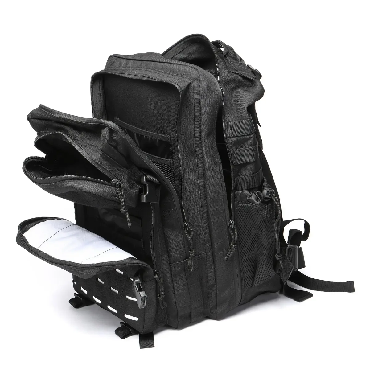 sac dos oxford université noir camouflage bandes latérales poches fermeture éclair usage voyage extérieur chasse randonnée camping salle sport