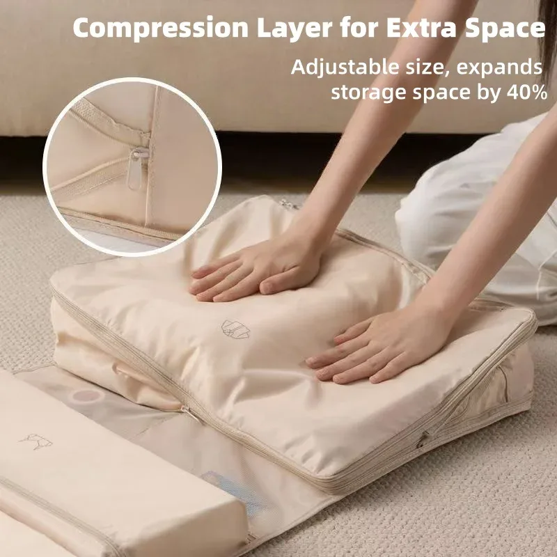 sac de voyage à compression physique 6 en 1, organisateur de lingerie multi-compartiments, pochette portable pour soutien-gorge, sous-vêtements, chaussettes et cosmétiques