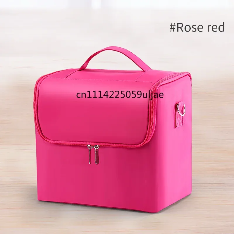 grande trousse de maquillage pour femmes, boîte de rangement de voyage, organiseur professionnel à 4 niveaux pour accessoires de manucure avec compartiments ajustables