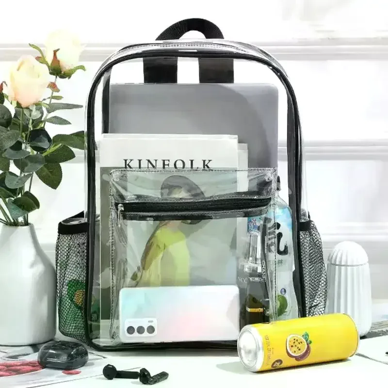 sac à dos transparent en pvc de grande capacité, sac à dos de sport pour l'extérieur, la randonnée, les voyages, l'école, sac d'école invisible pour le sport