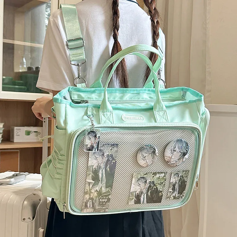 nouveau sac à dos harajuku badge transparent poupées montrer sac de douleur grande capacité sac fourre-tout à bandoulière y2k mode sac à dos bandoulière cadeau