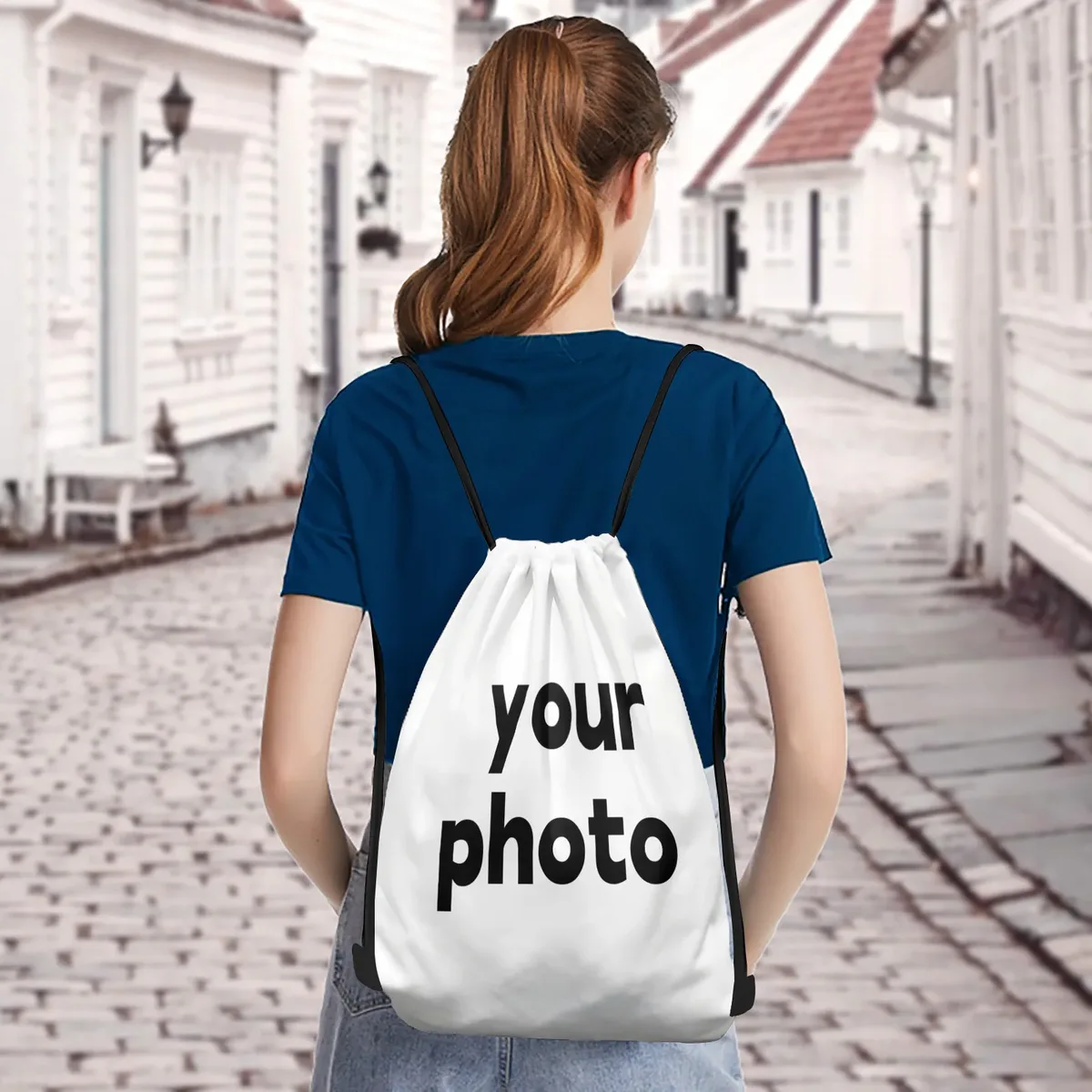 Sac à cordon personnalisé avec impression d'image sur mesure, sac de sport pour le yoga, la natation, les sports, l'école, les étudiants, sac à dos décontracté pour tous les jours