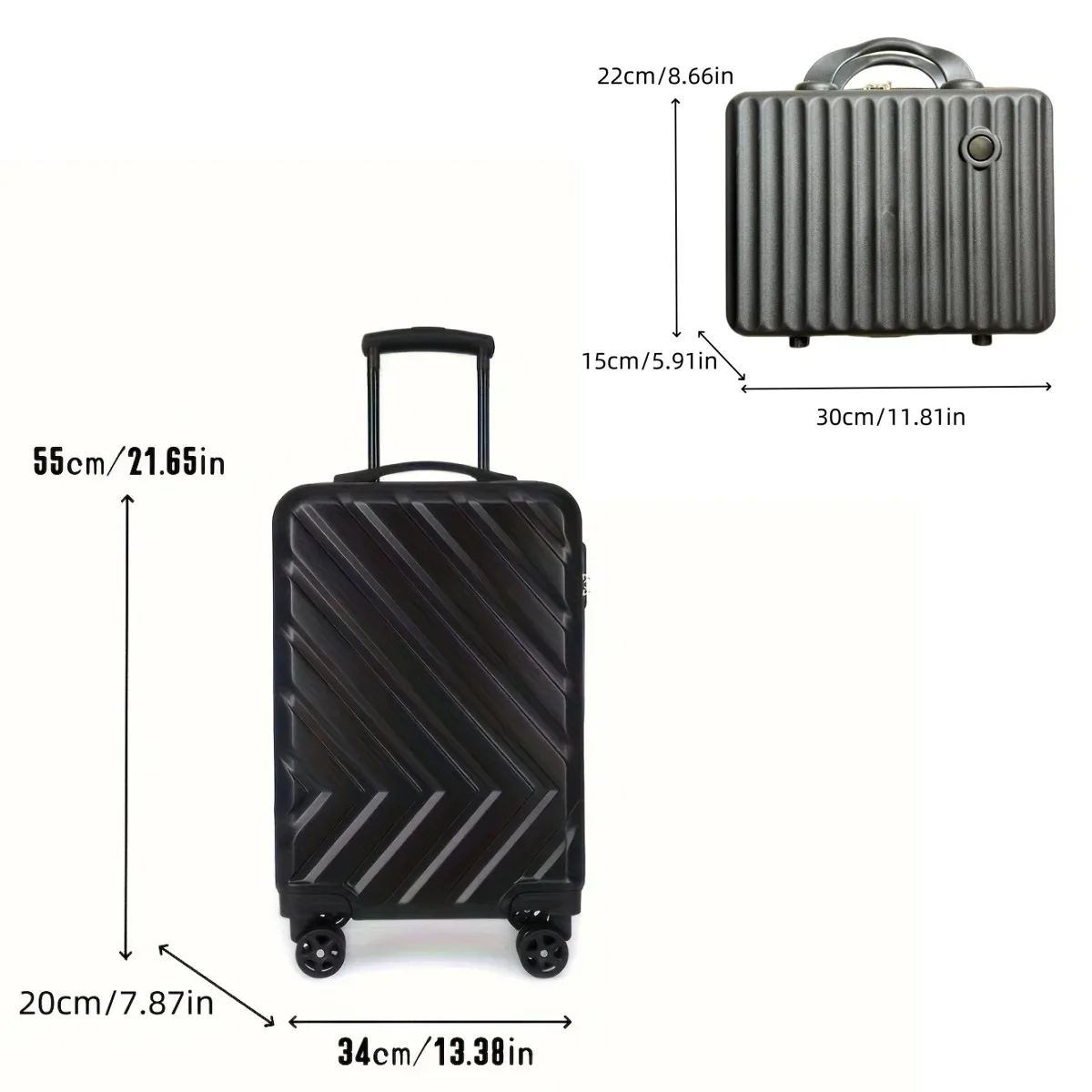 valise abs noir diagonale grand format toupie poignees surdimensionnee voyage familial transport affaires capacité elevee rangement couches roues universelles telescopic
