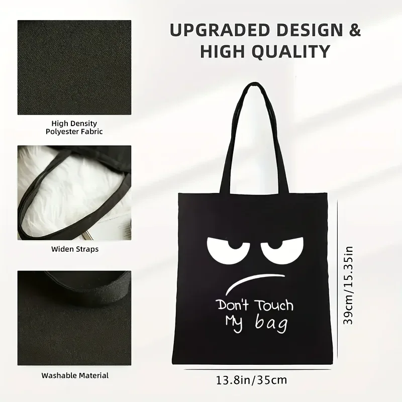 sac à main à imprimé amusant, grand sac fourre-tout léger avec visage humoristique, élégant et décontracté, adapté pour le shopping, sacs à bandoulière pliables