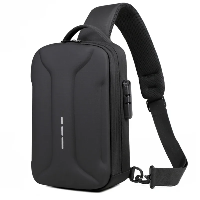 sacs de poitrine antivol à serrure à combinaison avec port de chargement usb, sac à bandoulière de mode pour hommes d'affaires, sac à bandoulière de rangement de voyage